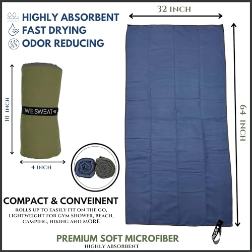 WESWEAT We Sweat's Microfiber Soft and Absorbent Gym Towels for Shower, Silver ION Odor-Free Absorbent Fiber, Fast Drying Men & Women Workout Gear, Working Out, Towels, Sports Exercise Fitness Gear - Image 4