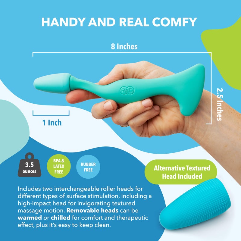 RAD Facial Roller - 2-in-1 Jade Roller & Gua Sha Tool, Silicone Handle, Skin Care, Rolling & Scraping Massage Therapy - Image 4