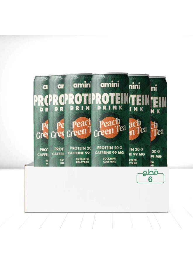 dovember Amini Protein Carbonated Drink Green Tea Peach 6* 330ml - Image 1
