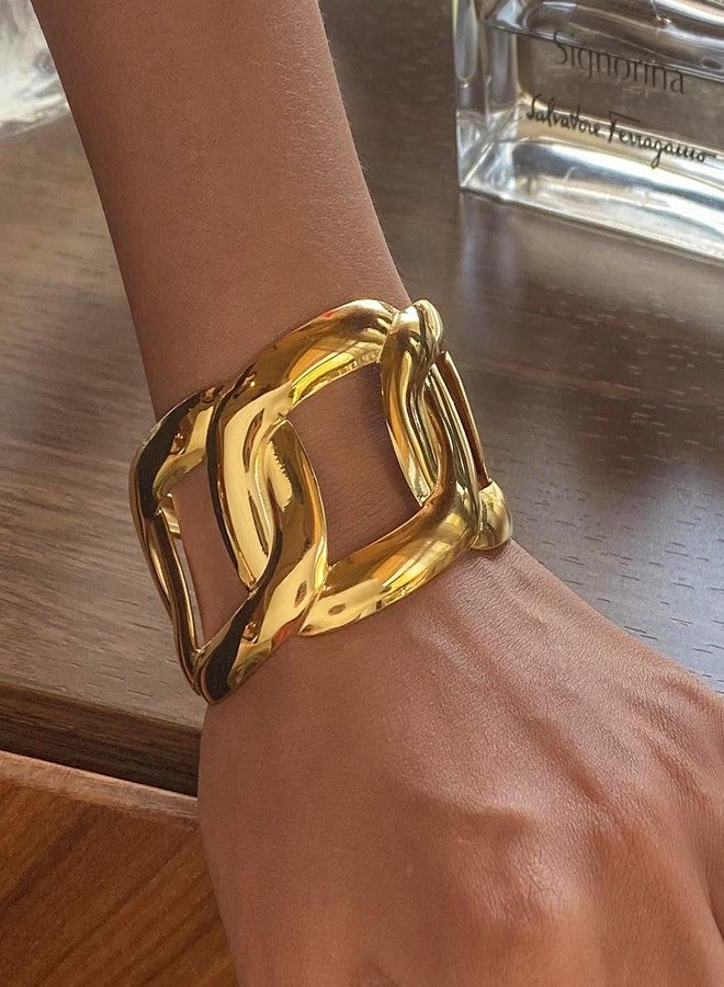 MEENAZ Gold Bangle Set Broad Cuff Bracelet for Women Stylish | Stainless Steel Adjustable Kada for Girls| Anti Tarnish Jewellery for women | Valentine Gift for girlfriend Wife gifts for woman-338 - Image 5