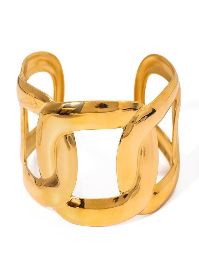 MEENAZ Gold Bangle Set Broad Cuff Bracelet for Women Stylish | Stainless Steel Adjustable Kada for Girls| Anti Tarnish Jewellery for women | Valentine Gift for girlfriend Wife gifts for woman-338 - Image 1