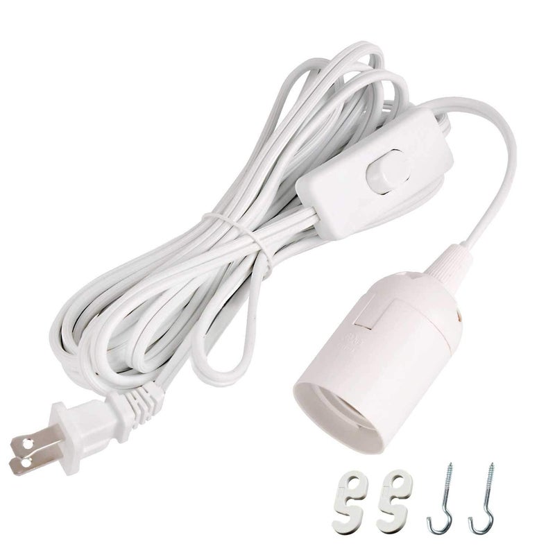 Simple Deluxe 12ft Extension Hanging Lantern Pendant Light Lamp Cord Cable E26 Socket no Bulb Included OnOff Switch