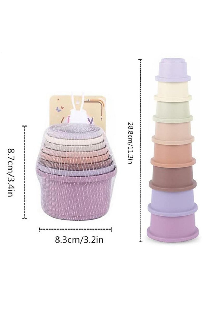 erorex 8PCS 8pcs Multi-Colored Rabbits Stacking Cups Small Animals Reusable Plastic Nesting Toys for Bunny