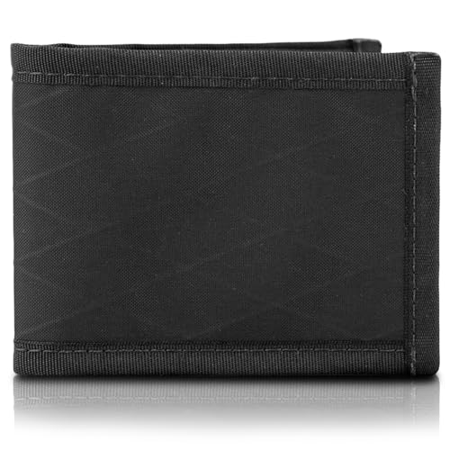 Flowfold Vanguard Recycled Material Bifold Wallet | Slim and Durable with Cash Pocket, Two Hidden Card Pockets and Two ID Windows | Holds 10-12 Cards | Minimalist Wallet Made in USA | Black - Image 1