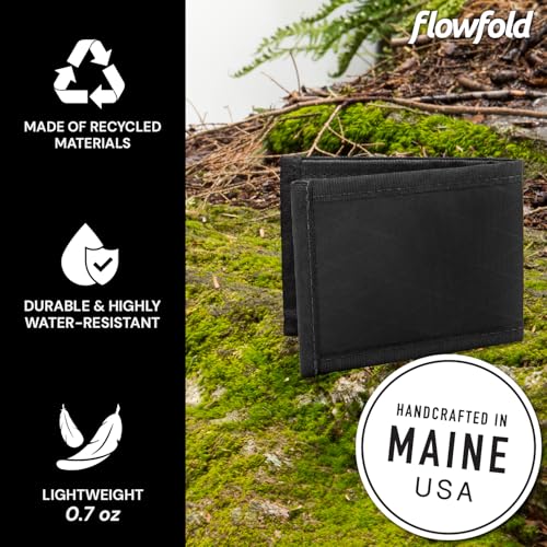 Flowfold Vanguard Recycled Material Bifold Wallet | Slim and Durable with Cash Pocket, Two Hidden Card Pockets and Two ID Windows | Holds 10-12 Cards | Minimalist Wallet Made in USA | Black - Image 5