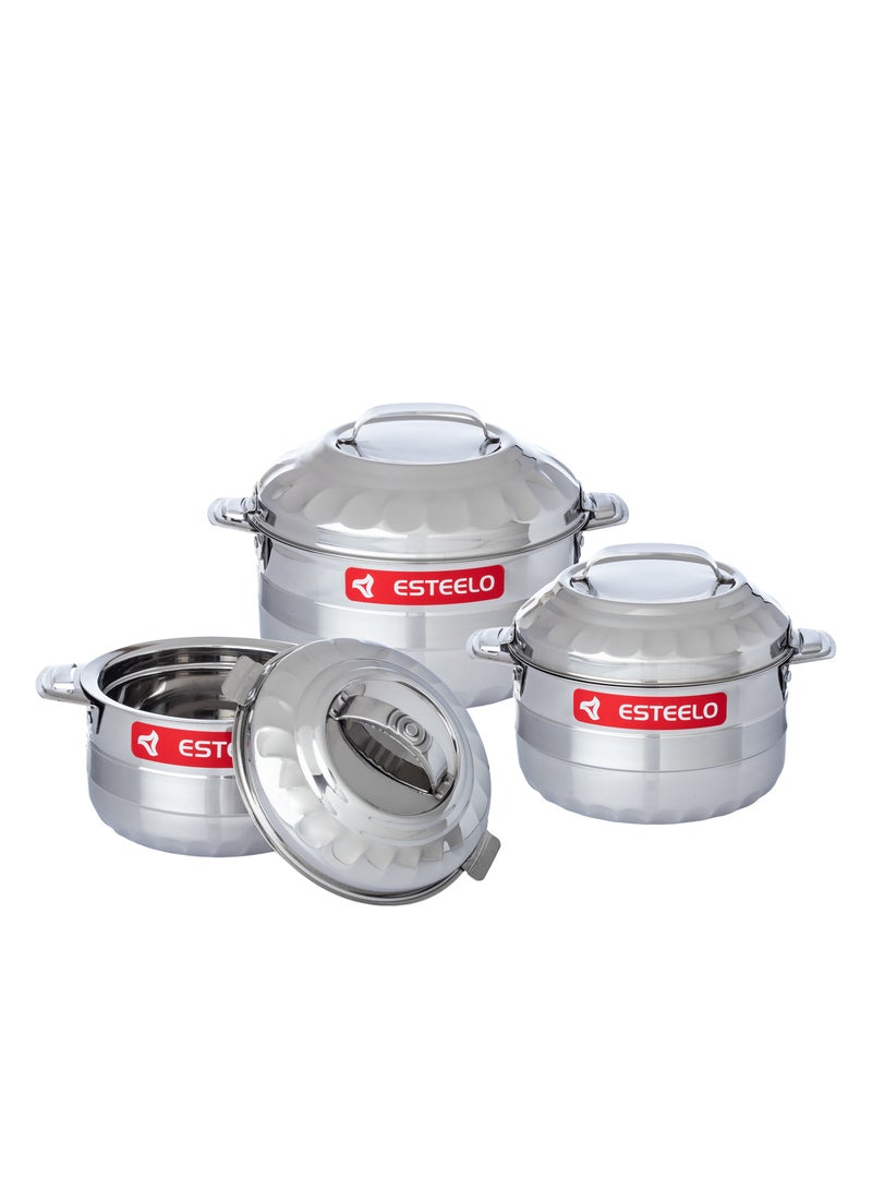 Esteelo 3 Pieces Stainless Steel Container Set 1000ML/2000ML/3000ML - Image 2