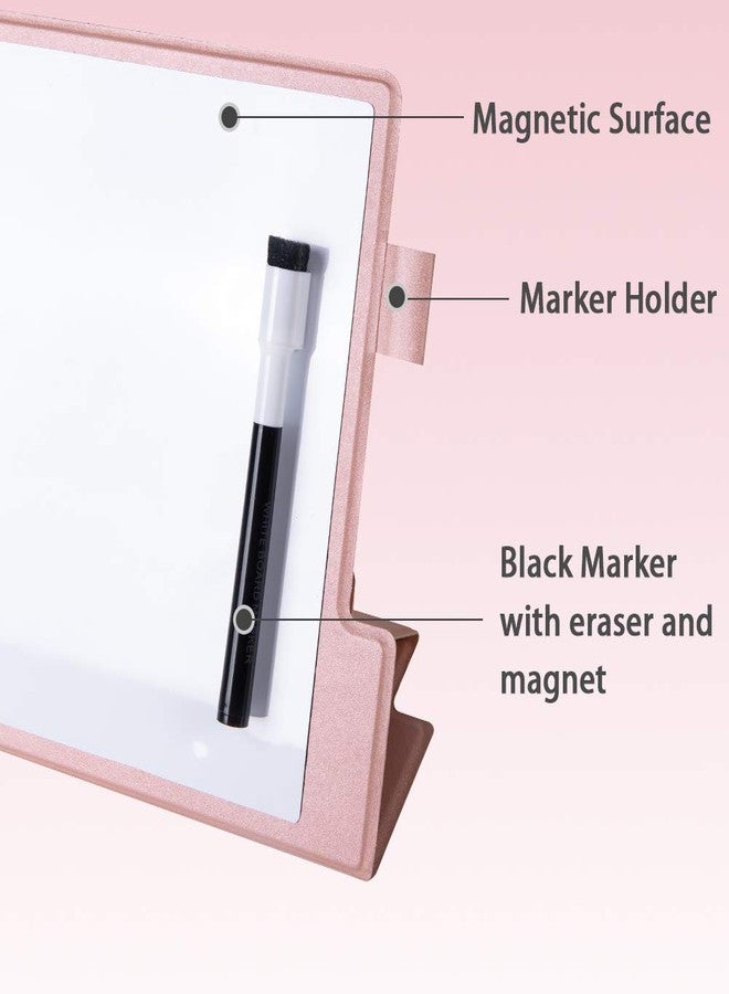 CRCHOM Small White Board 9" x 12" Portable Magnetic Desktop Dry Erase Board with Stand & PU Cover - A4 Notebook Whiteboard Easel for Office, Home, School (Pink) - Image 2