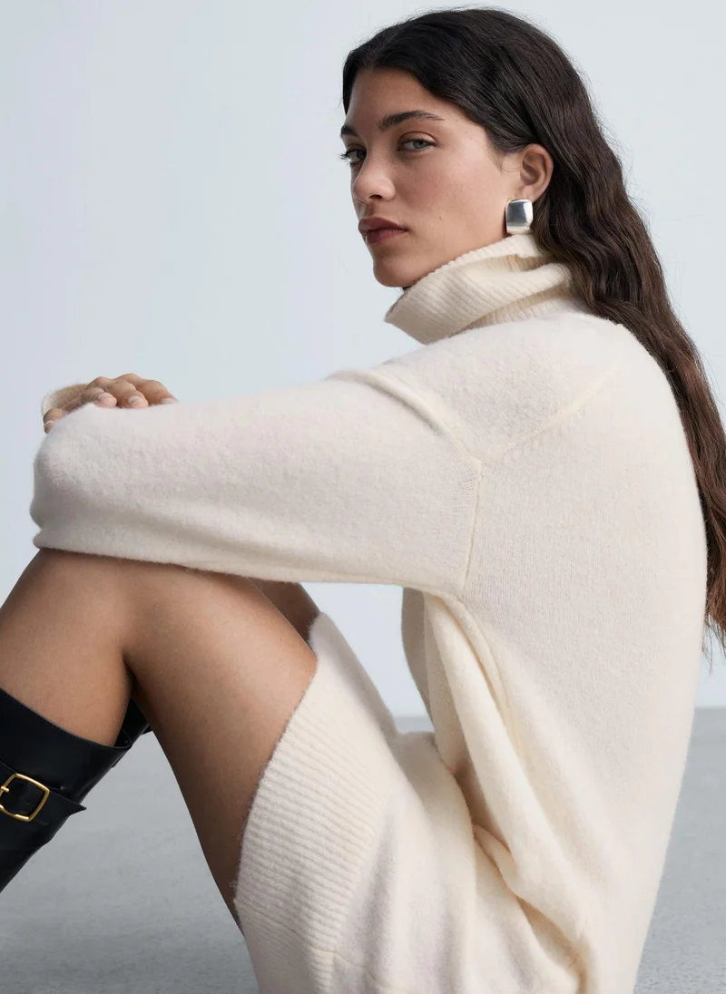 MANGO Short Turtleneck Knitted Dress
