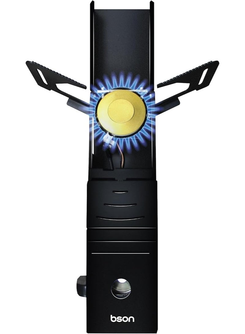 BSON موقد بورتابل إغنايت - 2.1 كيلو واط موقد عالي القوة، موقد غاز خارجي مقاوم للرياح، تصميم قابل للطي من الفولاذ المقاوم للصدأ، إشعال إلكتروني، تحكم في اللهب موفر للطاقة، حقيبة حمل للتخييم، التنزه - Image 1