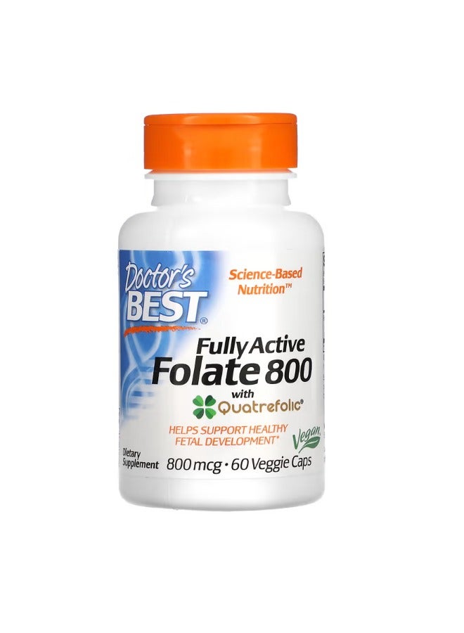 Doctor's Best Fully Active Folate 800 with Quatrefolic 800 mcg 60 Veggie Caps - Image 1