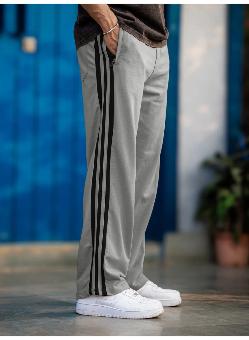 Maniac Maniac Mens ColorBlock Silver Grey and Brown Color Baggy Fit Pant