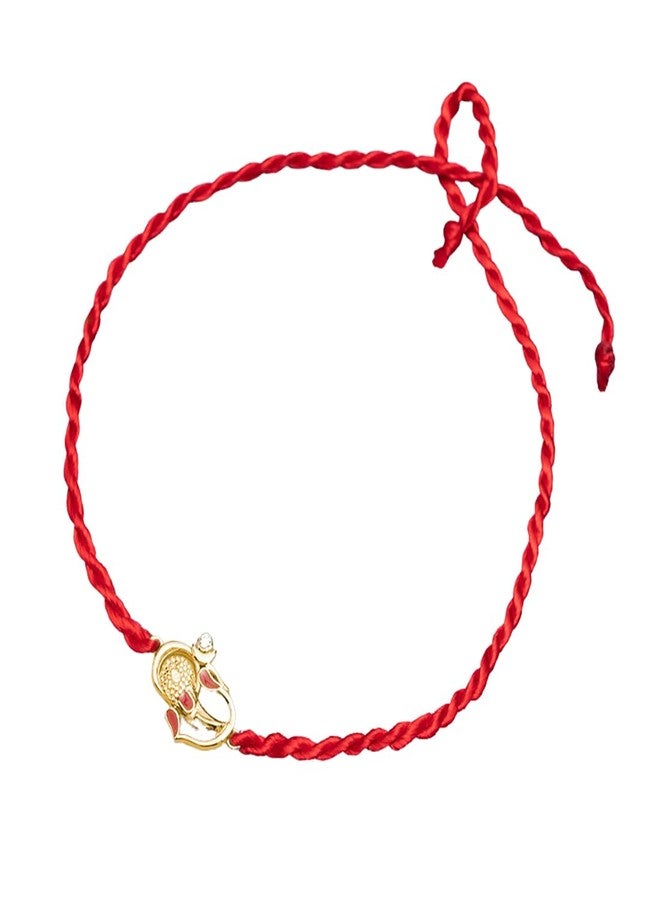 ZAVYA 925 Sterling Silver Ganesh CZ Gold Plating Silver Rakhi | Rakhi for Brother-Rakshabandhan | Gift for Men & Boys | With Certificate of Authenticity and 925 Hallmark - Image 1