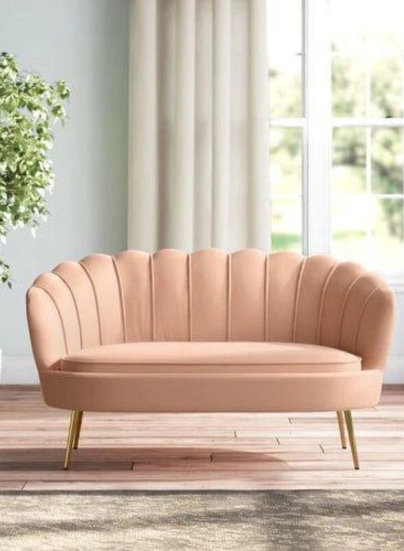 وودن تويست ذراع متوهج من الخشب الصلب وأرجل معدنية من القماش المخملي لوفيسيت صالة تشيس حديثة - Image 1