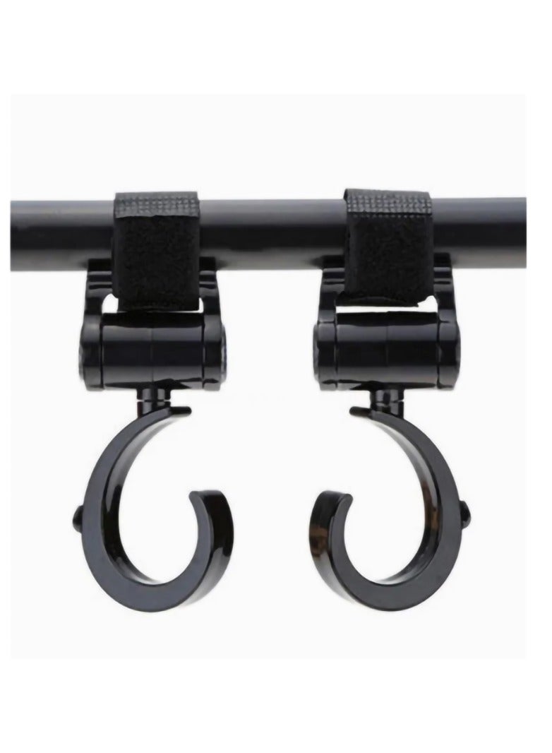 Pack Of 2 Multi purpose 360 degree Rotated Strong And Sturdy Stroller Hooks Black - Image 4
