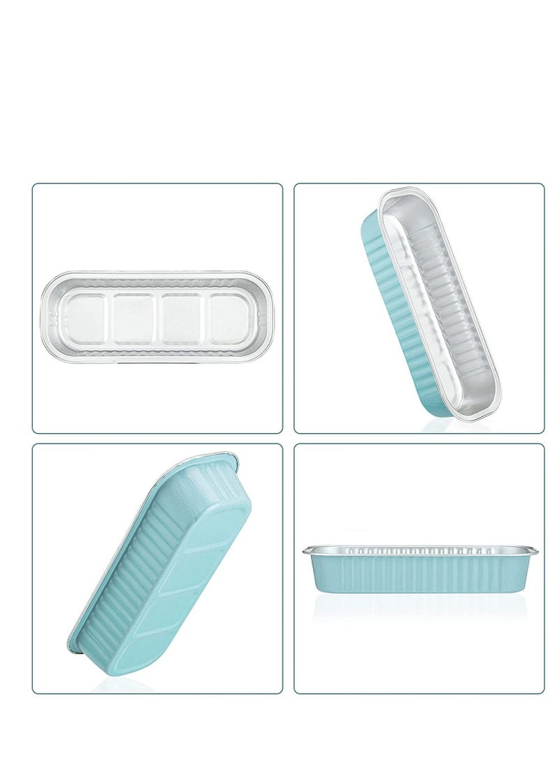Y&D Aluminum Foil Bread Pans,50pcs 6.8oz Disposable Mini Loaf Baking Pans with Lids，Small Tins, Cups Ramekins, Dessert Bakeware Containers (Blue) - Image 4