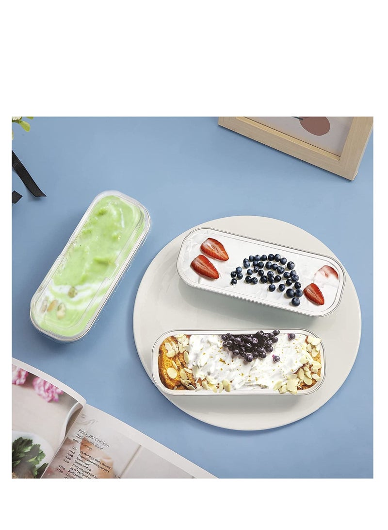 Y&D Aluminum Foil Bread Pans,50pcs 6.8oz Disposable Mini Loaf Baking Pans with Lids，Small Tins, Cups Ramekins, Dessert Bakeware Containers (Blue) - Image 5