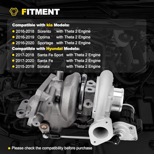 YEHERIT 28231-2GTA1 Turbo Turbocharger Kit with Gasket Compatible with 2015-2020 Hyundai Sonata Santa Fe, Kia Sorento Optima Sportage 2.0T L4 Replace# 90124-01080 90124-01050 - Image 2