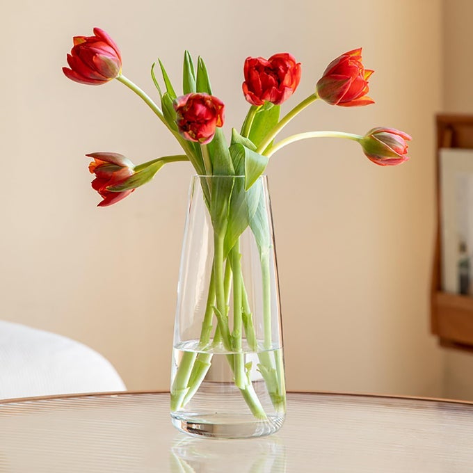MODERN GLASS VASE IRISED CRYSTAL CLEAR GLASS VASE FOR HOME OFFICE DECOR CRYSTAL CLEAR