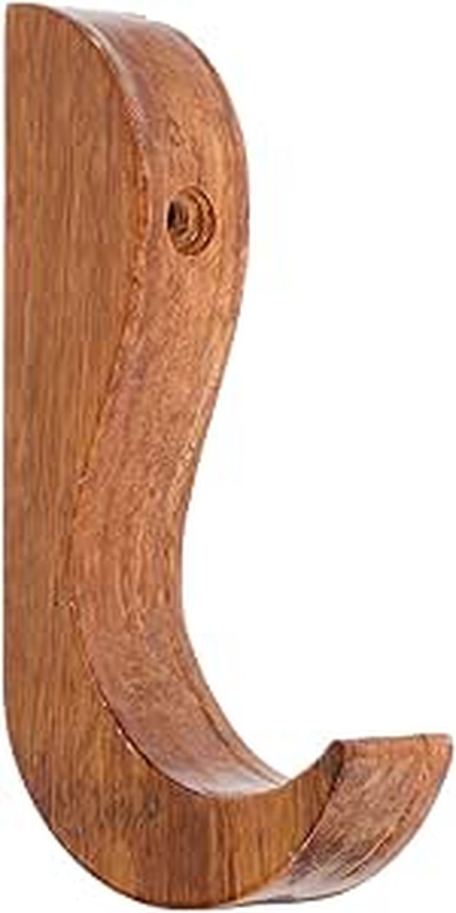 Wooden Wall Hooks No Drill Adhesive Bathroom Entryway Towel Robe Holder Organizer - Image 1