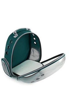 HAPPY PUSS Transparent pet carrier backpack: stylish pet bag for travel, breathable space capsule design, carrier for cats and dogs, suitable for traveling hiking and camping. Green color.  - Image 2