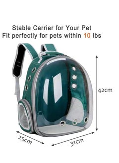 HAPPY PUSS Transparent pet carrier backpack: stylish pet bag for travel, breathable space capsule design, carrier for cats and dogs, suitable for traveling hiking and camping. Green color.  - Image 4