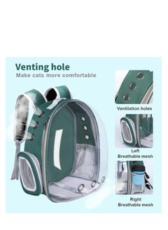 HAPPY PUSS Transparent pet carrier backpack: stylish pet bag for travel, breathable space capsule design, carrier for cats and dogs, suitable for traveling hiking and camping. Green color.  - Image 3