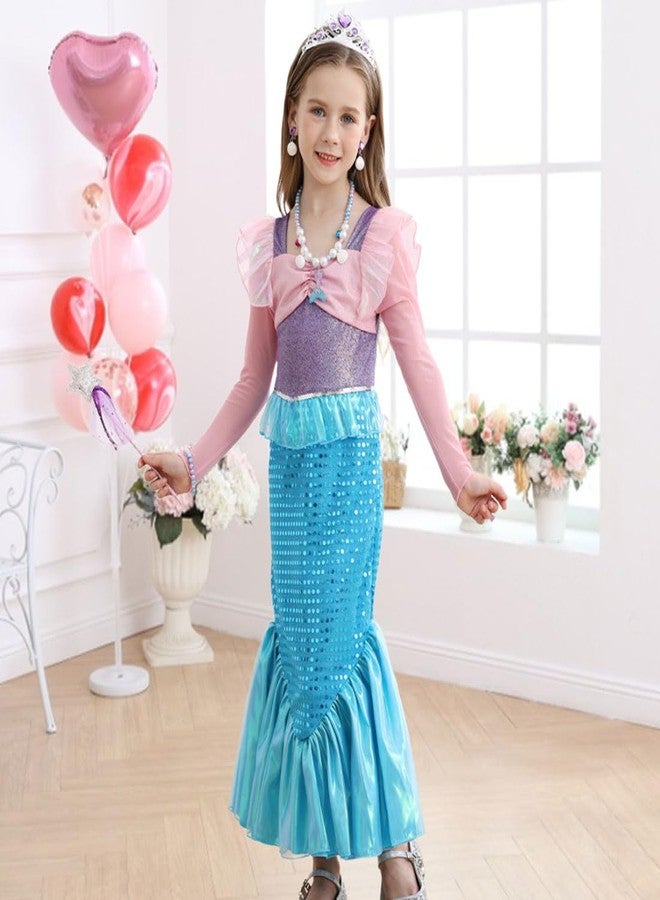 Luzlen Little Girls Mermaid Princess Costume Party Dress for Toddler Kids Baby Halloween Dress Up, 3-4 Years(Tag 110) - Image 4