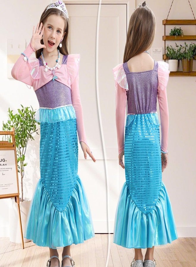 Luzlen Little Girls Mermaid Princess Costume Party Dress for Toddler Kids Baby Halloween Dress Up, 3-4 Years(Tag 110) - Image 3