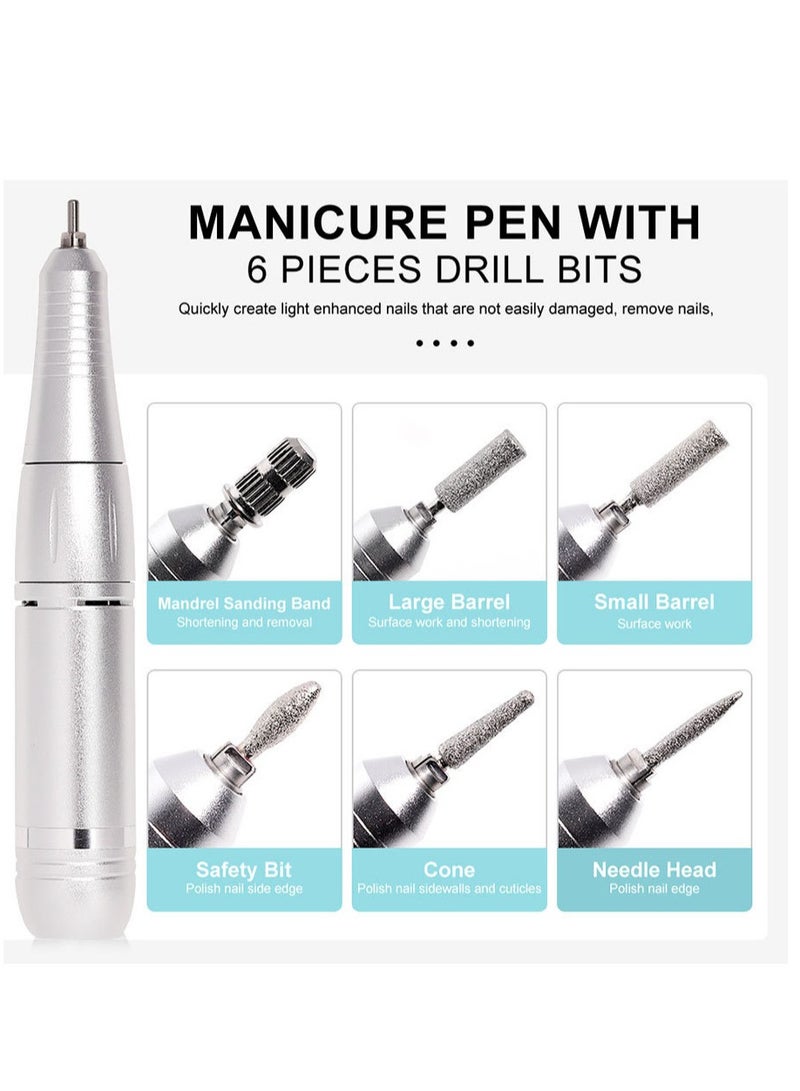 GUDOO Rechargeable 45000RPM Nail Drill Portable Nail Drill Machine Electric Nail E File Manicure Drill Set High Speed Nail Tools for Nail Salon Silver - Image 5