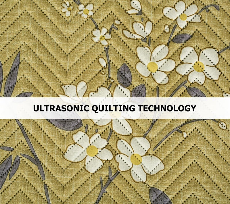 VAS COLLECTIONS VAS COLLECTIONS Ultrasonic Bedcover Bedsheet Quilt Bedspread with 2 King Size Pillow Covers 90 x 100 inches Decorative Bed Cover King Size Green Yellow  - Image 5