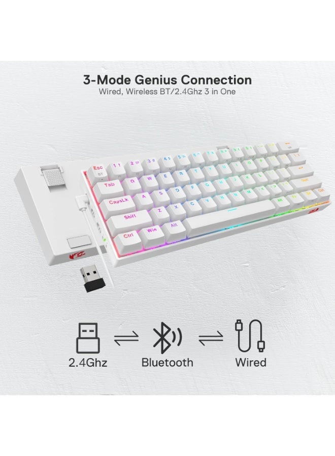 ريدراجون لوحة مفاتيح الألعاب الميكانيكية K530 Draconic Pro RGB بثلاثة أوضاع لاسلكية، بلوتوث، وسلكية - مفاتيح خطية حمراء - Image 5