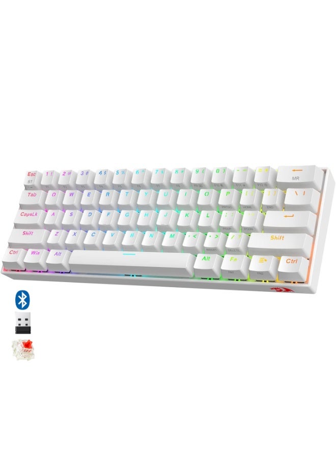 ريدراجون لوحة مفاتيح الألعاب الميكانيكية K530 Draconic Pro RGB بثلاثة أوضاع لاسلكية، بلوتوث، وسلكية - مفاتيح خطية حمراء - Image 1