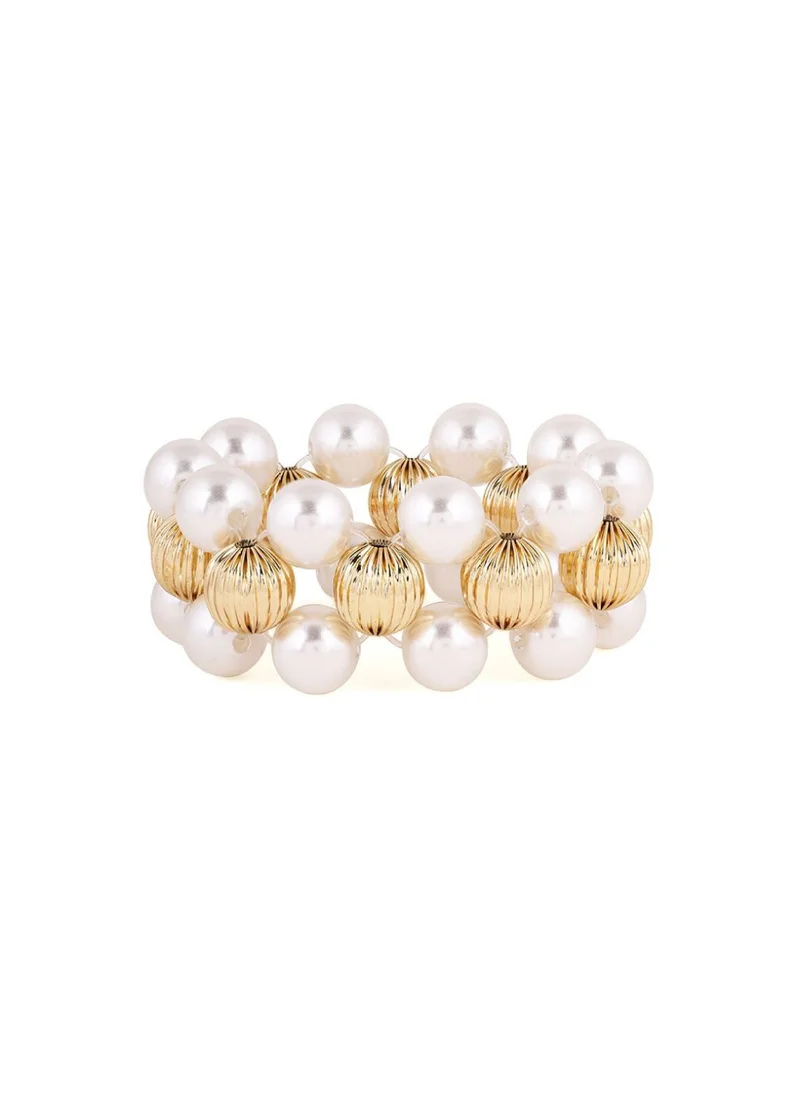 برياسي Pearls-Beaded Elasticated Bracelet