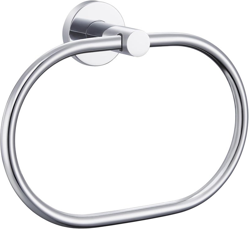 Angle Simple Towel Ring, Stainless Steel Swivel Hand Towel Holder Rack Hanger for Bathroom Kitchen Wall, Chrome - Image 1