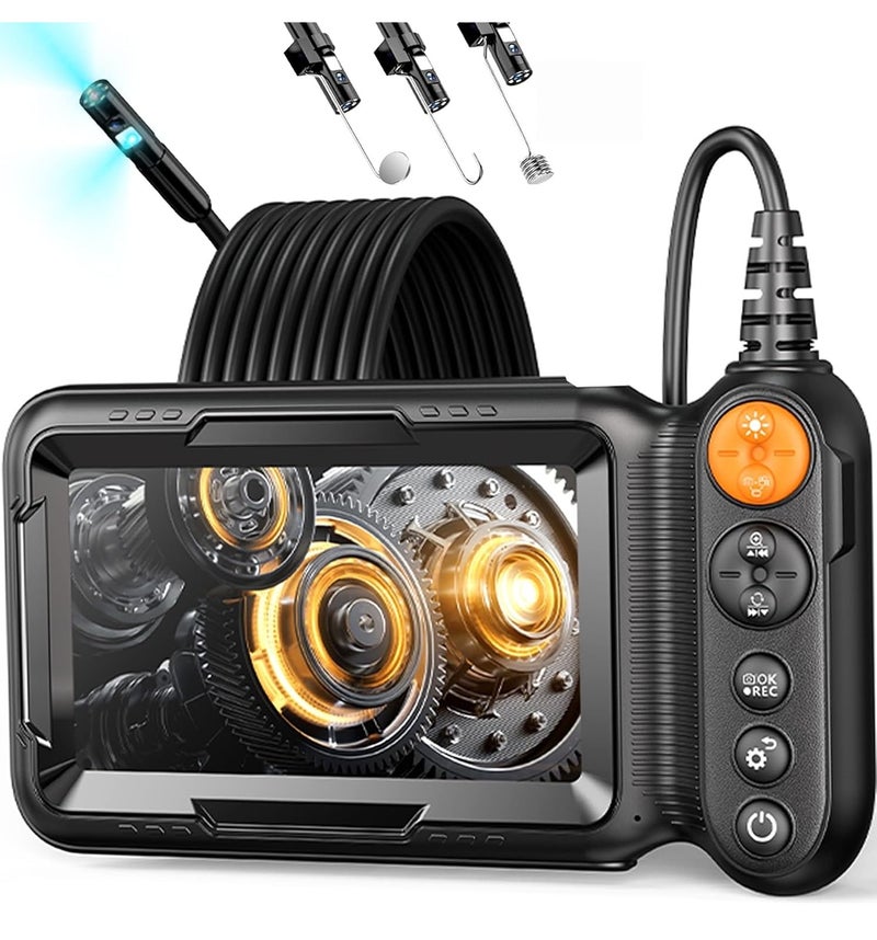 Lecran Dual Lens Endoscope Camera with Light, 1080P Borescope Inspection Camera with 5" IPS Screen, 16.4FT Semi-Rigid, 8+1 LEDs, 7.9mm IP67 Waterproof Sewer Snake Cam for Car Plumbing Wall - Image 1