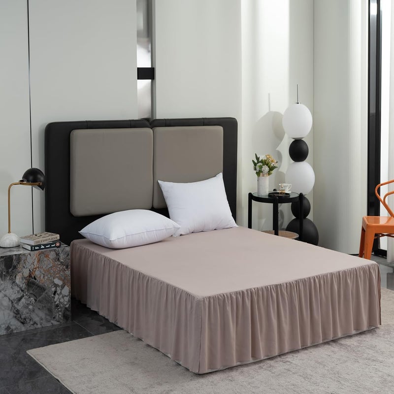 TSUTOMI Taupe Bed Skirt Full Size Ruffled Bed Skirt with Split Corners  Full Bed Skirt 14 Inch Drop  Full Size Bed Skirt Taupe for Ruffled Bed Skirt with Split Corners  Bed Skirt Full Size - Image 5