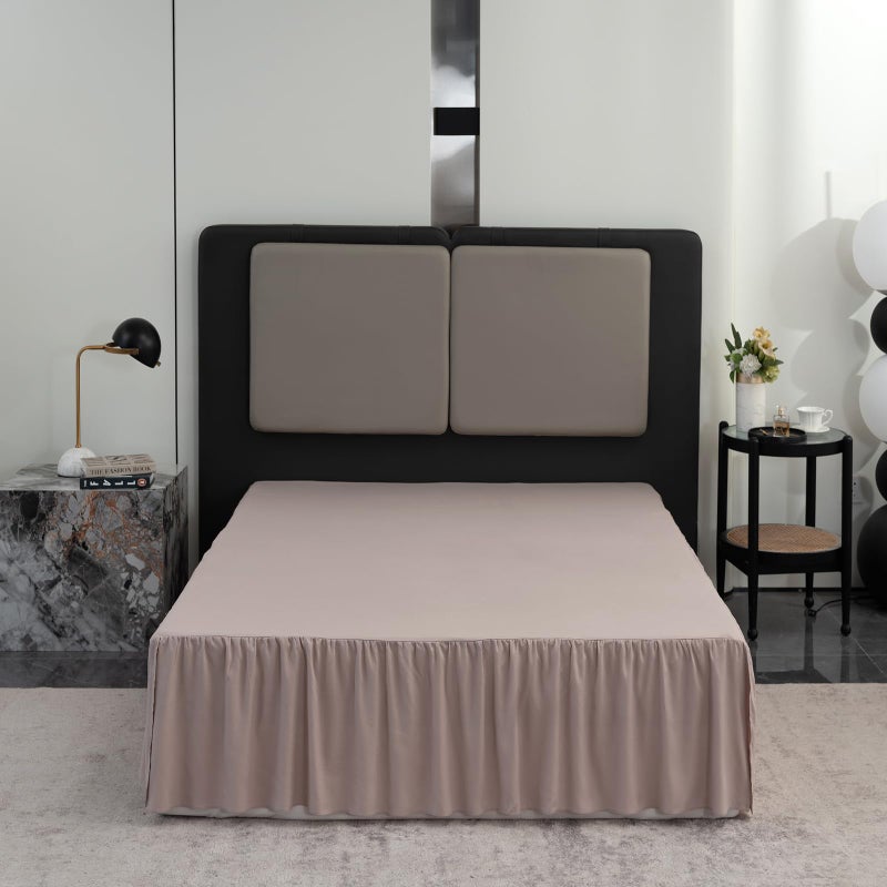 TSUTOMI Taupe Bed Skirt Full Size Ruffled Bed Skirt with Split Corners  Full Bed Skirt 14 Inch Drop  Full Size Bed Skirt Taupe for Ruffled Bed Skirt with Split Corners  Bed Skirt Full Size - Image 1
