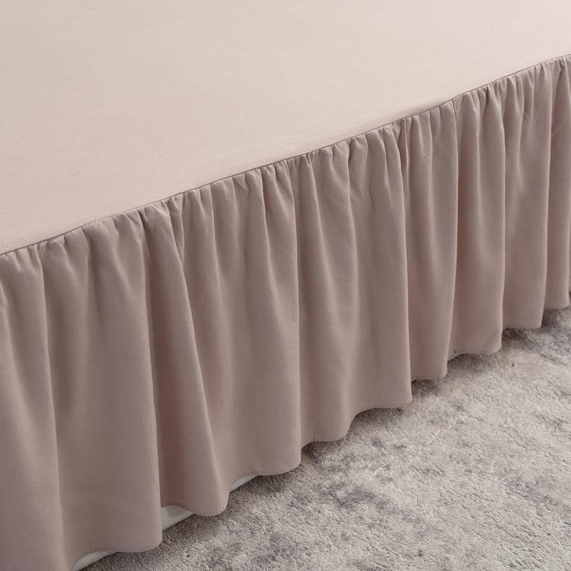TSUTOMI Taupe Bed Skirt Full Size Ruffled Bed Skirt with Split Corners  Full Bed Skirt 14 Inch Drop  Full Size Bed Skirt Taupe for Ruffled Bed Skirt with Split Corners  Bed Skirt Full Size - Image 3