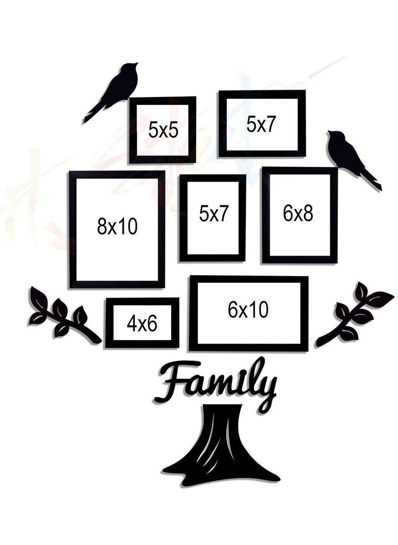Art Street Art Street Family Tree Photo Frame set of 7 individual wall photo frame with MDF plaque - 2 Leaf,1 Trunk,1 Family and 2 Birds  - Image 3