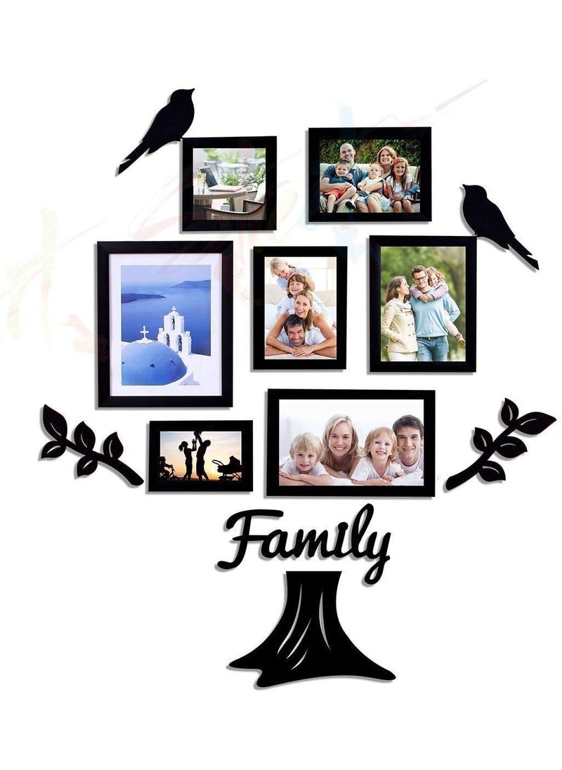Art Street Art Street Family Tree Photo Frame set of 7 individual wall photo frame with MDF plaque - 2 Leaf,1 Trunk,1 Family and 2 Birds  - Image 1