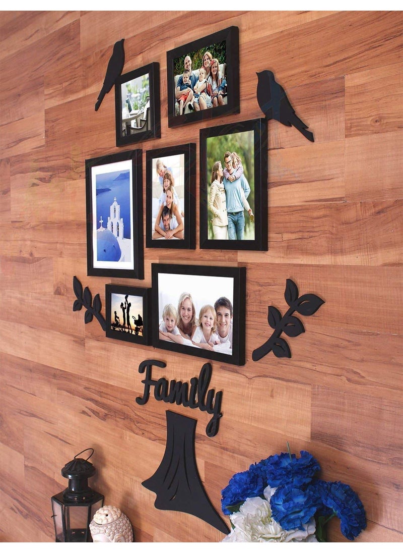 Art Street Art Street Family Tree Photo Frame set of 7 individual wall photo frame with MDF plaque - 2 Leaf,1 Trunk,1 Family and 2 Birds  - Image 2