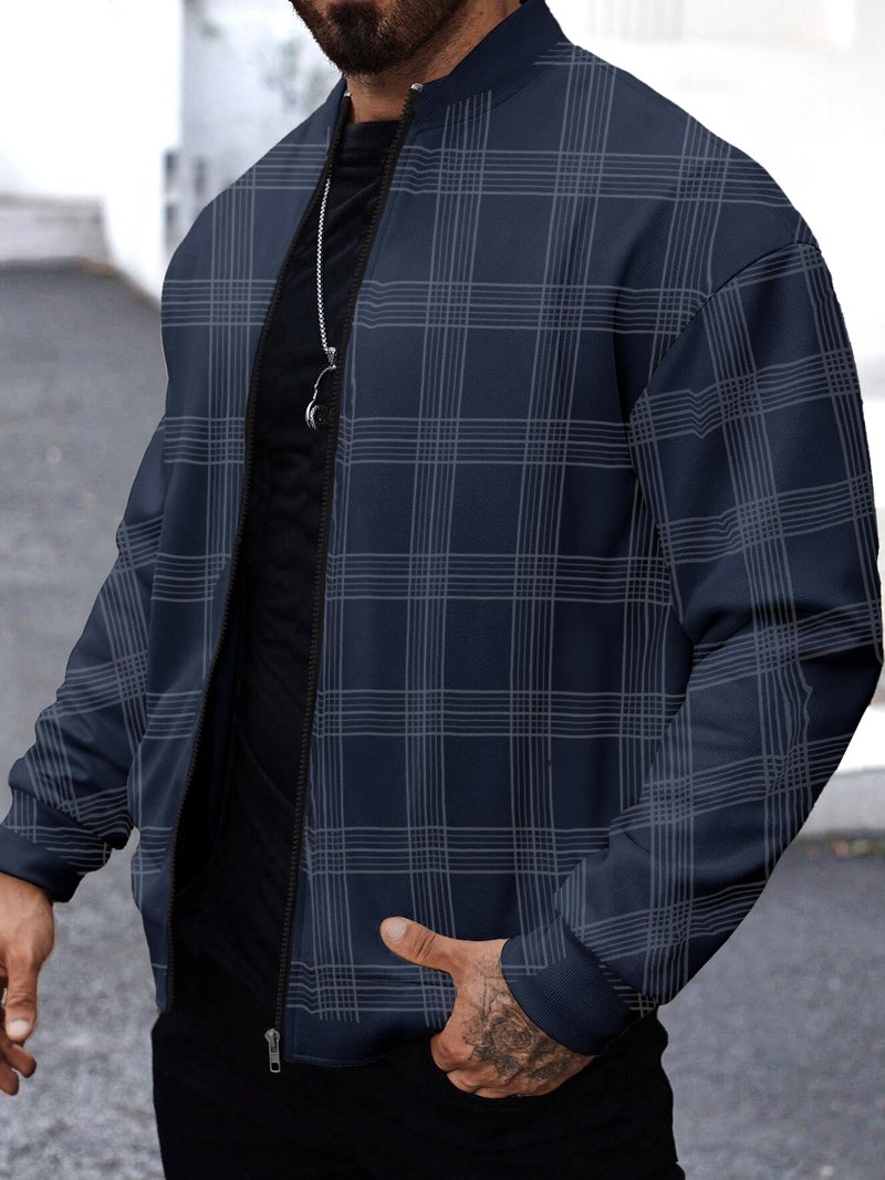 Noble Monk Checkered Full Sleeves Mock Collar Regular Fit Mens Casual Jacket | Casual Winter Jackets for Men | Mens Jackets for Winter Wear - Image 4