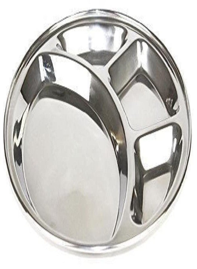 Genx Round Stainless Steel Plate 4 Section Compartment 12 Inch Great For Camping, Lunch And Dinner Divided Indian Dinner Plates, Indian Thali Plateevery Day Use Set Of 2 - Image 5