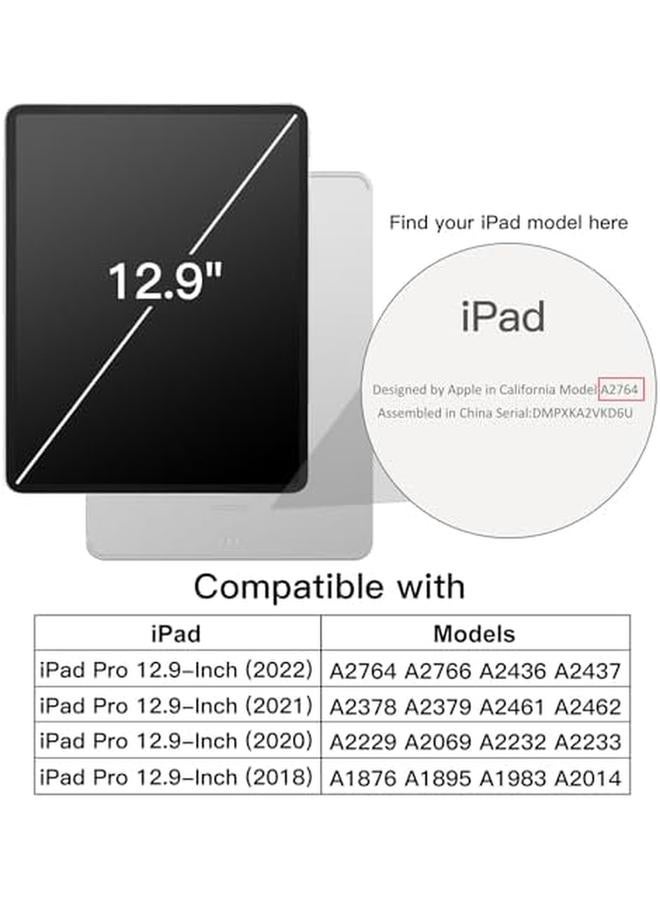 جي تيك حافظة دوارة لجهاز ايباد برو 12.9 انش 2022 2021 2020 2018 مع حامل قلم دوار 360 درجة غطاء واقٍ شفاف مع خاصية الاستيقاظ التلقائي والنوم باللون الأسود - Image 2