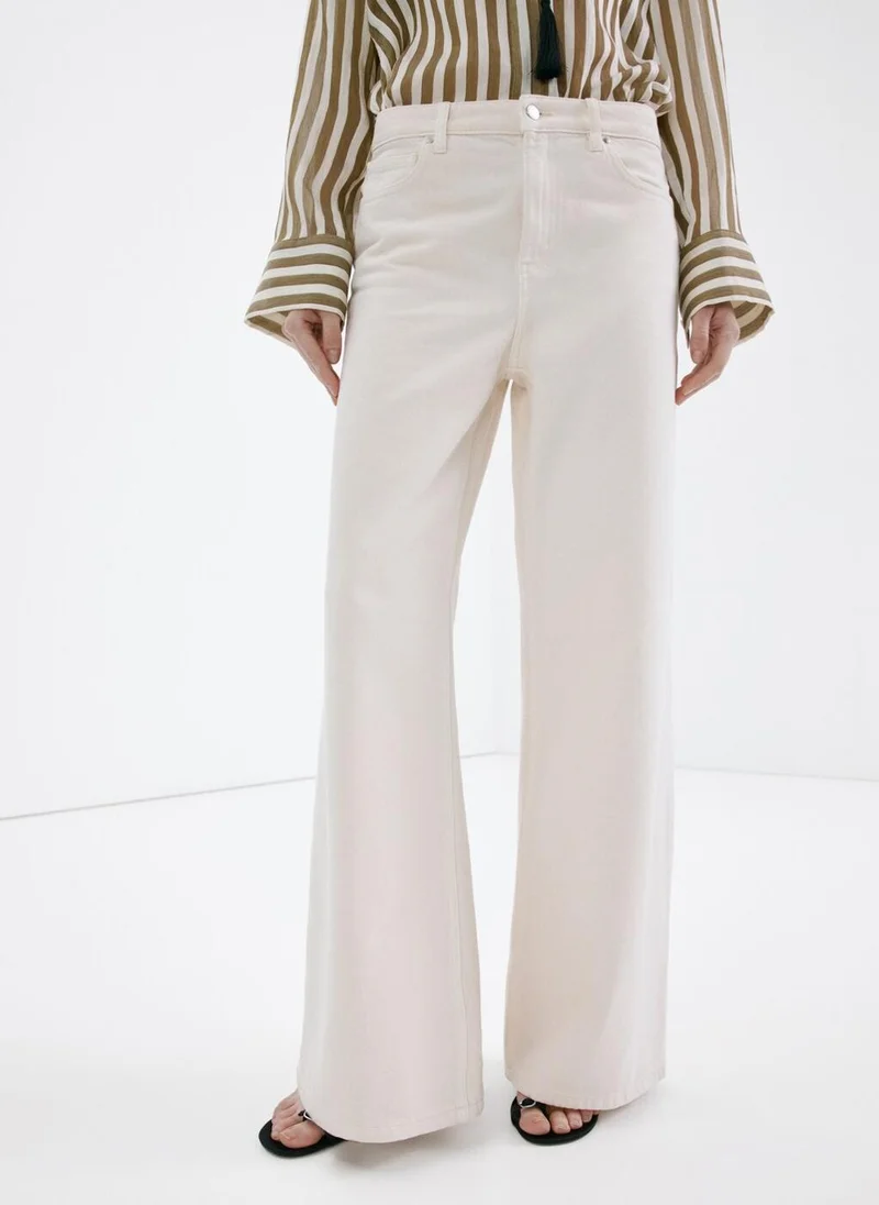 MANGO Wide leg mid-rise jeans
