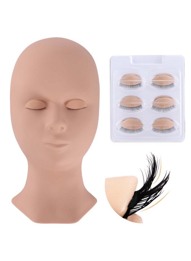 Embagol Lash Mannequin Head For Eyelash Extensions With 2 Layers Replaced Eyelids Double Layer Replacement Eyelids For Lash Practicing And Training Lash Supplies (1 Head +3 Pairs Eyelids) - Image 1