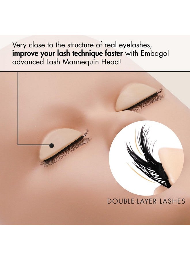 Embagol Lash Mannequin Head For Eyelash Extensions With 2 Layers Replaced Eyelids Double Layer Replacement Eyelids For Lash Practicing And Training Lash Supplies (1 Head +3 Pairs Eyelids) - Image 2