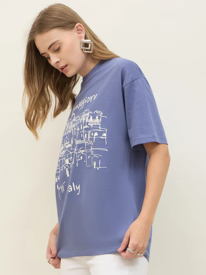 Styli Styli Riomaggiore Graphic Short Sleeve Oversized T-Shirt