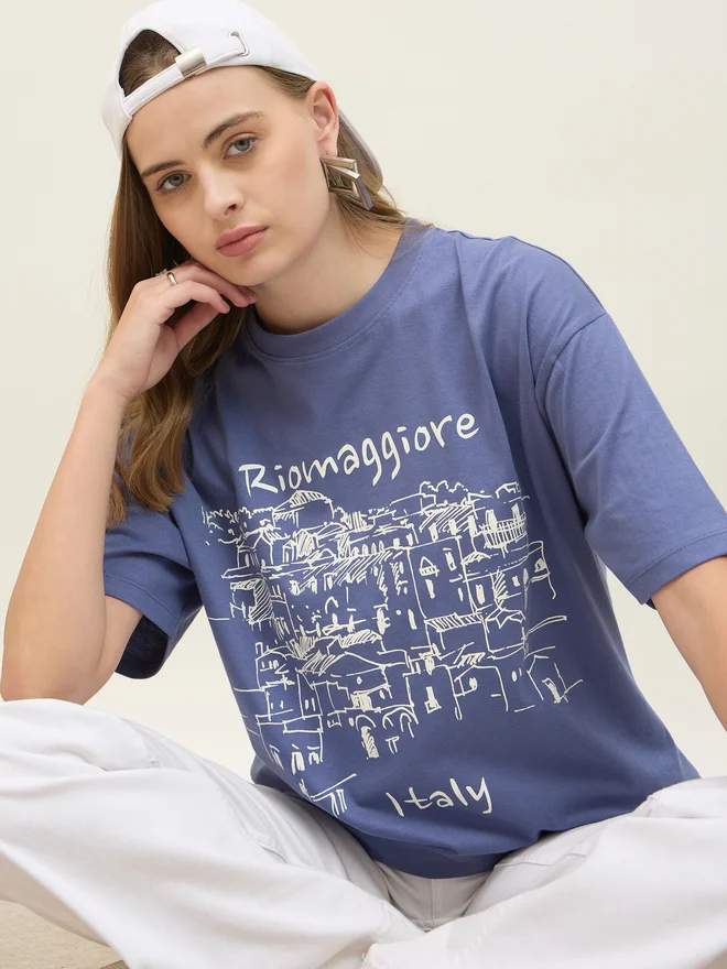 Styli Styli Riomaggiore Graphic Short Sleeve Oversized T-Shirt