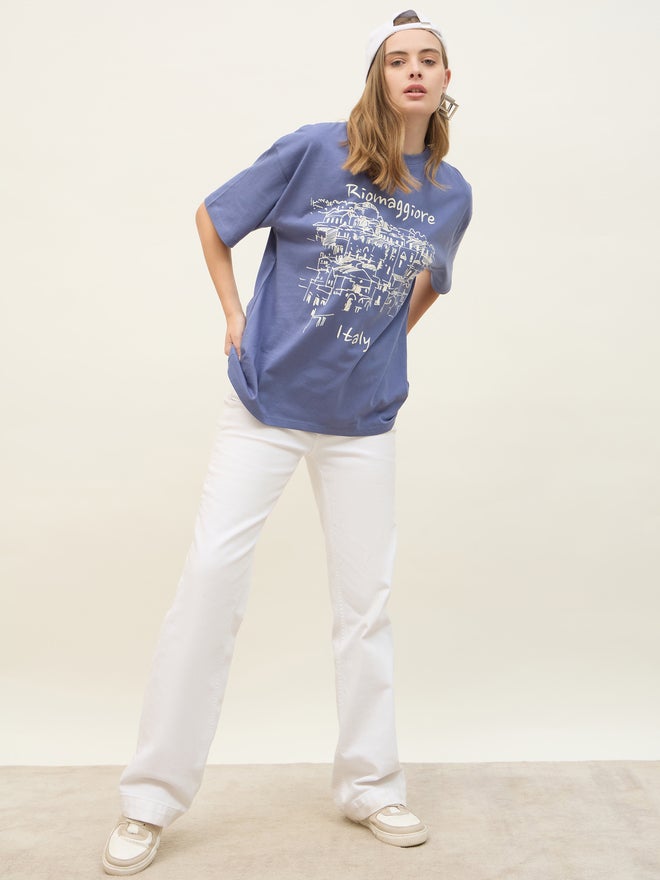 ستايلي تي شيرت ستايلي ريوماجوري جرافيك بأكمام قصيرة مقاس كبير - Image 1